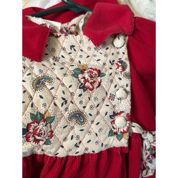 Vintage Plum Pudding Corduroy Dress w/Quilted Bodice - 6 - Picture 7 of 8